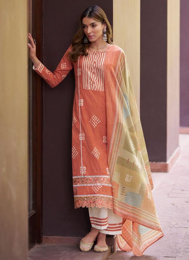 Pure Lawn Cambric Orange Daily Wear Digital Printed Pakistani Suit